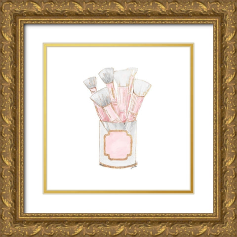Makeup Brushes I Gold Ornate Wood Framed Art Print with Double Matting by Ritter, Gina