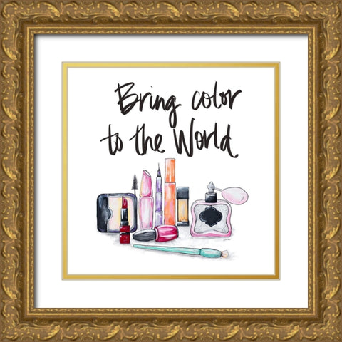 Bring Color to the World Square Gold Ornate Wood Framed Art Print with Double Matting by Ritter, Gina