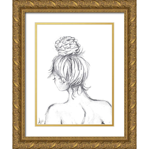 Messy Bun I Gold Ornate Wood Framed Art Print with Double Matting by Ritter, Gina