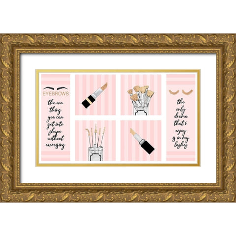 Makeup Quotes I Gold Ornate Wood Framed Art Print with Double Matting by Ritter, Gina