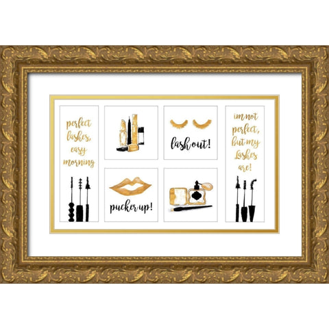 Makeup Quotes II Gold Ornate Wood Framed Art Print with Double Matting by Ritter, Gina