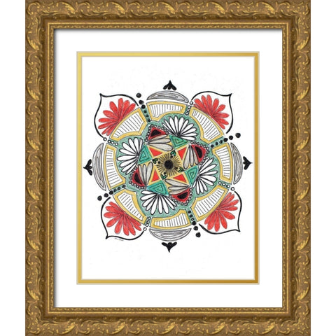 Autumn Mandala Gold Ornate Wood Framed Art Print with Double Matting by Loreth, Lanie