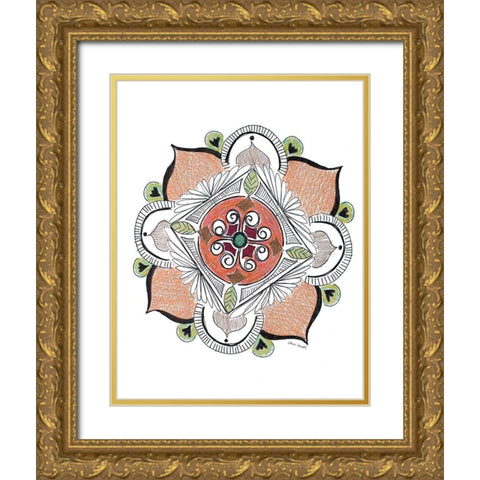 Earth Mandala Gold Ornate Wood Framed Art Print with Double Matting by Loreth, Lanie