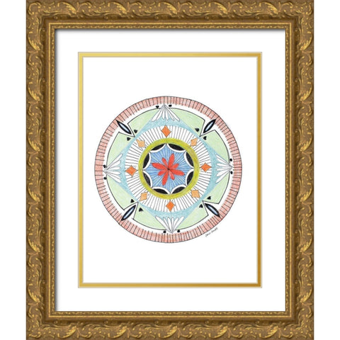 Green Mandala Gold Ornate Wood Framed Art Print with Double Matting by Loreth, Lanie