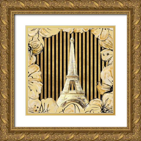 Golden Paris I Gold Ornate Wood Framed Art Print with Double Matting by Loreth, Lanie