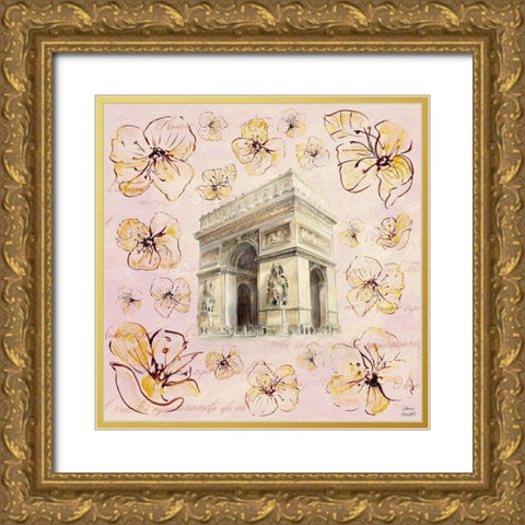 Golden Paris On Floral II Gold Ornate Wood Framed Art Print with Double Matting by Loreth, Lanie