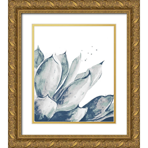 Blue Agave on White II Gold Ornate Wood Framed Art Print with Double Matting by Pinto, Patricia