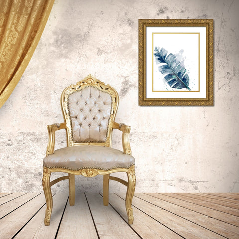 Teal Palm Frond III Gold Ornate Wood Framed Art Print with Double Matting by Pinto, Patricia