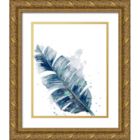 Teal Palm Frond III Gold Ornate Wood Framed Art Print with Double Matting by Pinto, Patricia