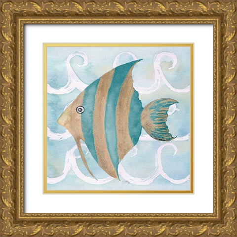 Sea Creatures on Waves IV Gold Ornate Wood Framed Art Print with Double Matting by Medley, Elizabeth