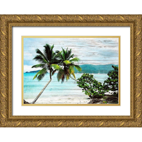 Hanging Palms on Wood Gold Ornate Wood Framed Art Print with Double Matting by Mansfield, Kathy