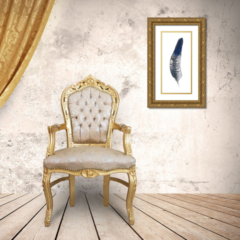 Royal Blue Tip Feather II Gold Ornate Wood Framed Art Print with Double Matting by Diannart