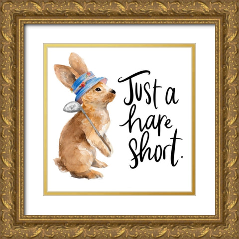 Just a Hare Short Gold Ornate Wood Framed Art Print with Double Matting by Loreth, Lanie