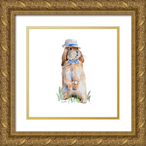 Modern Bunny V  (square) Gold Ornate Wood Framed Art Print with Double Matting by Loreth, Lanie