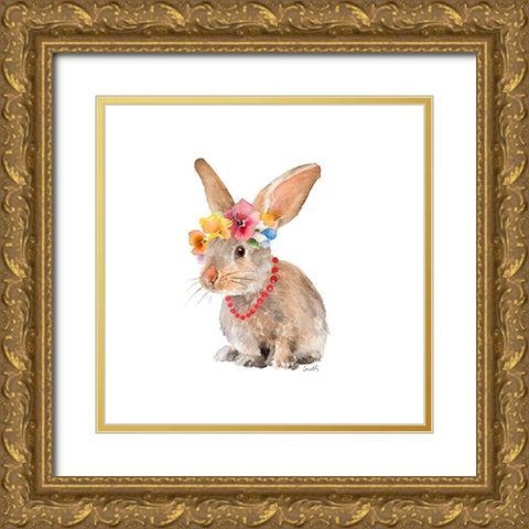 Trendy Meadow Buddy II (Pearls) Gold Ornate Wood Framed Art Print with Double Matting by Loreth, Lanie