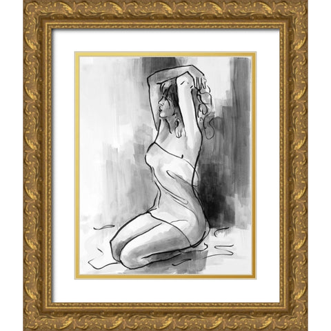 Rising Woman Gold Ornate Wood Framed Art Print with Double Matting by Loreth, Lanie