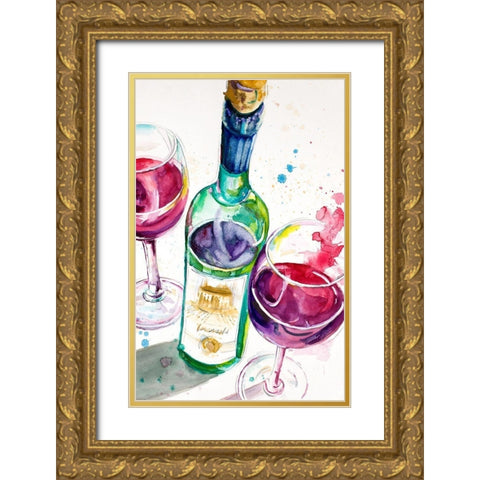 Red and White Wine I Gold Ornate Wood Framed Art Print with Double Matting by Pinto, Patricia