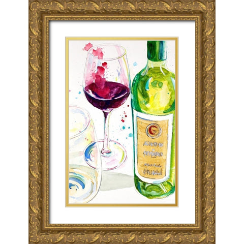 Red and White Wine II Gold Ornate Wood Framed Art Print with Double Matting by Pinto, Patricia