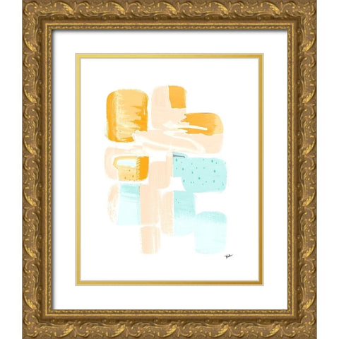 Little 70s Dots I Gold Ornate Wood Framed Art Print with Double Matting by Pinto, Patricia