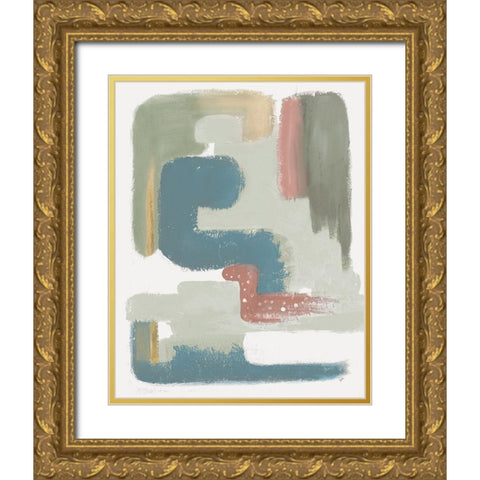 Maroon Bird Abstract Gold Ornate Wood Framed Art Print with Double Matting by Pinto, Patricia