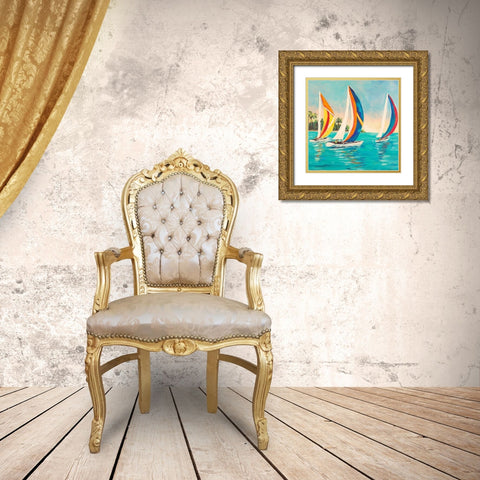 Sunset Sails I Gold Ornate Wood Framed Art Print with Double Matting by DeRice, Julie