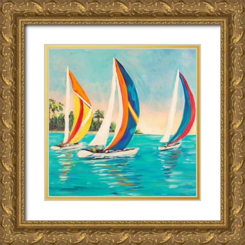 Sunset Sails I Gold Ornate Wood Framed Art Print with Double Matting by DeRice, Julie