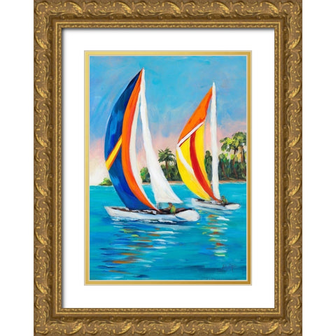 Morning Sails Vertical I Gold Ornate Wood Framed Art Print with Double Matting by DeRice, Julie