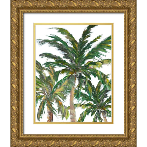 Tropical Trees on White III Gold Ornate Wood Framed Art Print with Double Matting by DeRice, Julie