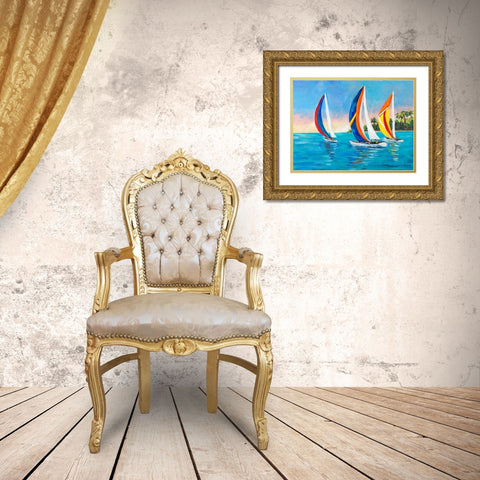 Morning Sails I Gold Ornate Wood Framed Art Print with Double Matting by DeRice, Julie