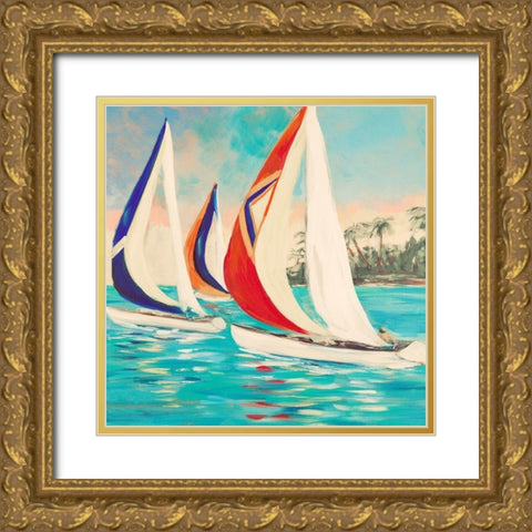 Sunset Sails II Gold Ornate Wood Framed Art Print with Double Matting by DeRice, Julie