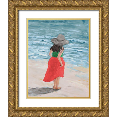 Along the Water Gold Ornate Wood Framed Art Print with Double Matting by DeRice, Julie