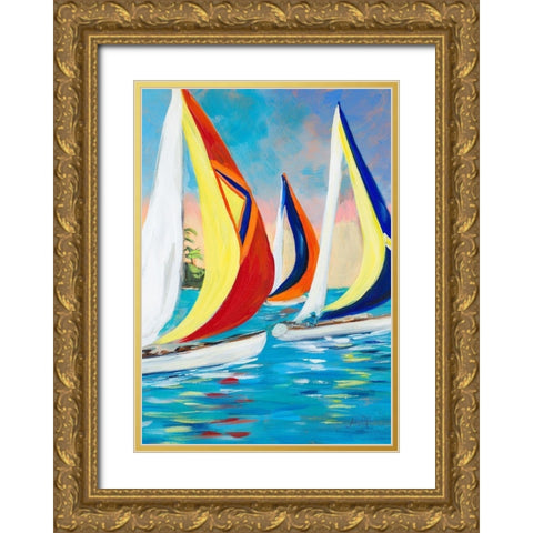 Morning Sails Vertical II Gold Ornate Wood Framed Art Print with Double Matting by DeRice, Julie