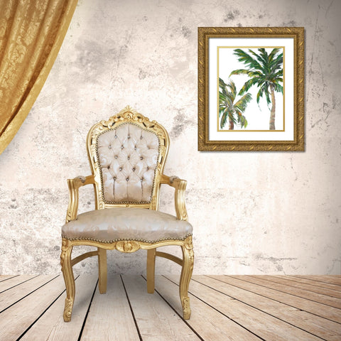 Tropical Trees on White II Gold Ornate Wood Framed Art Print with Double Matting by DeRice, Julie
