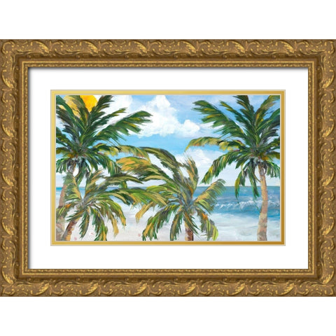 Tropical Trees Paradise Gold Ornate Wood Framed Art Print with Double Matting by DeRice, Julie