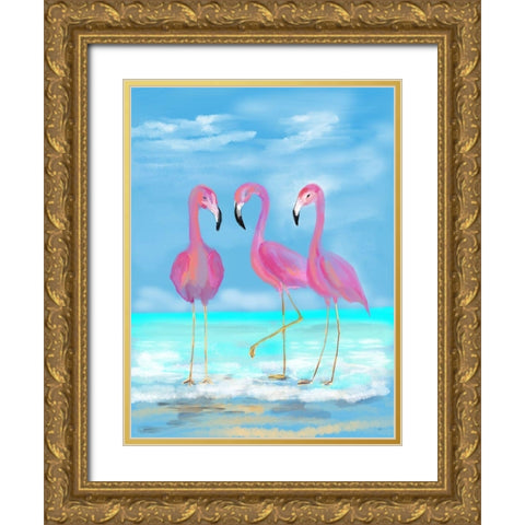 Pretty In Pink Gold Ornate Wood Framed Art Print with Double Matting by DeRice, Julie