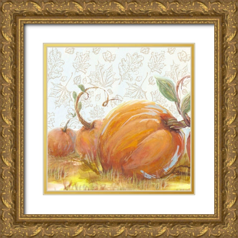 Autumn Pumpkin Patch II Gold Ornate Wood Framed Art Print with Double Matting by Diannart
