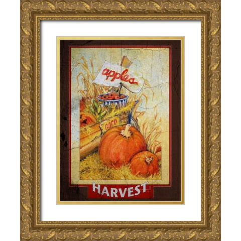 Autumn Fresh Harvest Gold Ornate Wood Framed Art Print with Double Matting by Diannart