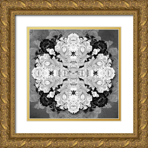 Decrative Kaleidoscope I Gold Ornate Wood Framed Art Print with Double Matting by Diannart