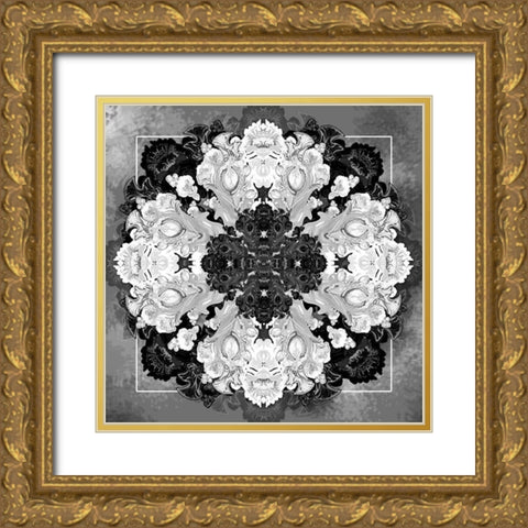 Decrative Kaleidoscope II Gold Ornate Wood Framed Art Print with Double Matting by Diannart