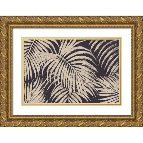 Windy Beige Palmas Gold Ornate Wood Framed Art Print with Double Matting by Pinto, Patricia