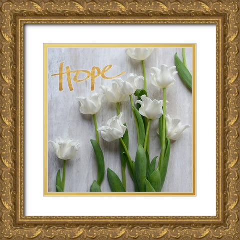 Hope Blooms (dark gold) Gold Ornate Wood Framed Art Print with Double Matting by Gardner, sarah