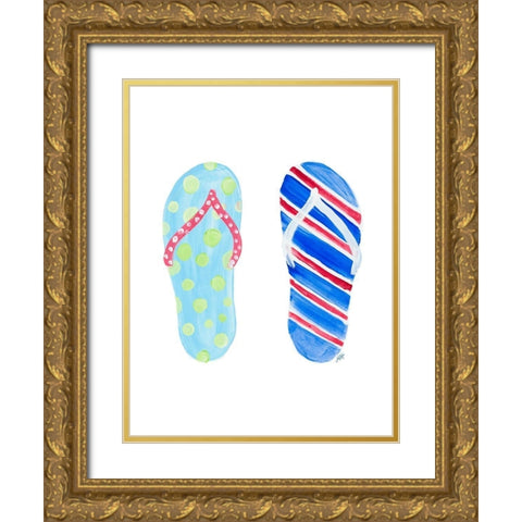 Beach Toes II Gold Ornate Wood Framed Art Print with Double Matting by DeRice, Julie