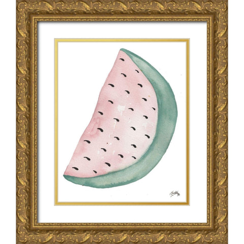 A Watermelon Gold Ornate Wood Framed Art Print with Double Matting by Medley, Elizabeth