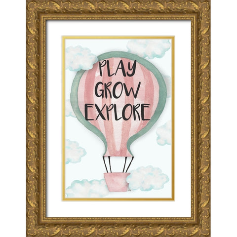 Play Grow Explore Gold Ornate Wood Framed Art Print with Double Matting by Medley, Elizabeth
