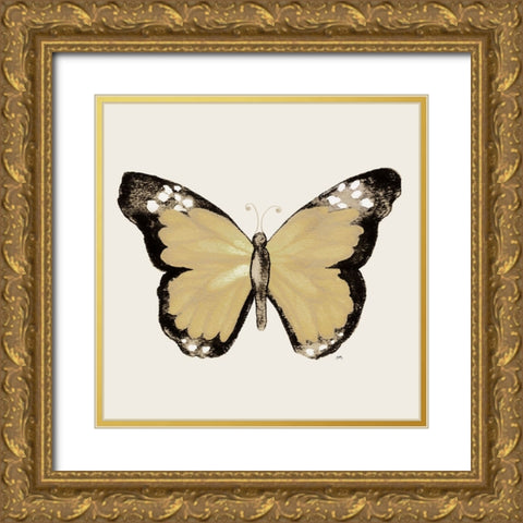 Butterfly of Gold III Gold Ornate Wood Framed Art Print with Double Matting by Medley, Elizabeth