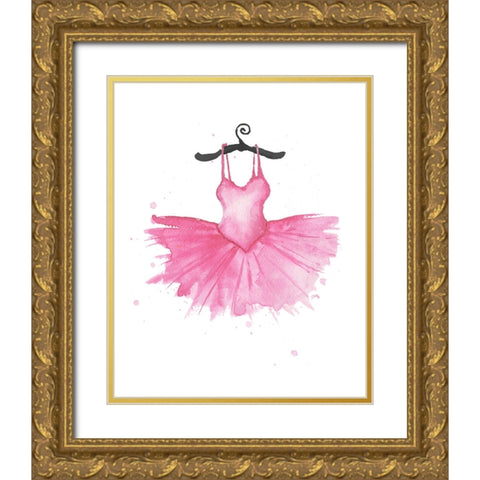 Pink Tutu Gold Ornate Wood Framed Art Print with Double Matting by Medley, Elizabeth