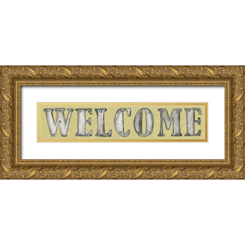 Welcome Gold Ornate Wood Framed Art Print with Double Matting by Medley, Elizabeth