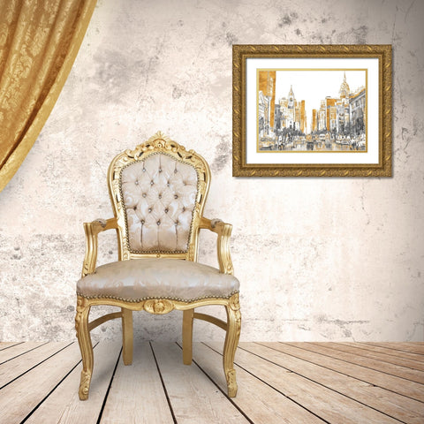 Golden City Gold Ornate Wood Framed Art Print with Double Matting by Pinto, Patricia