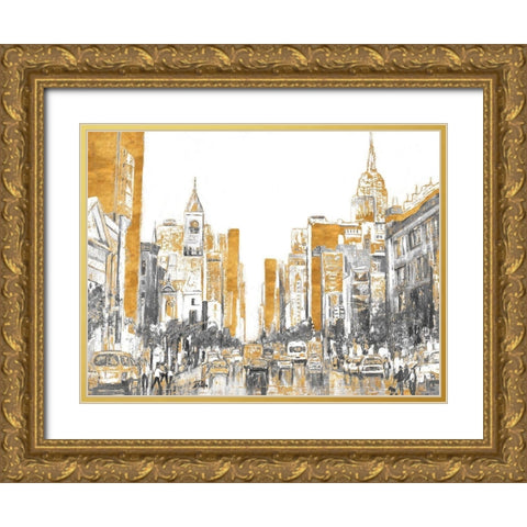 Golden City Gold Ornate Wood Framed Art Print with Double Matting by Pinto, Patricia