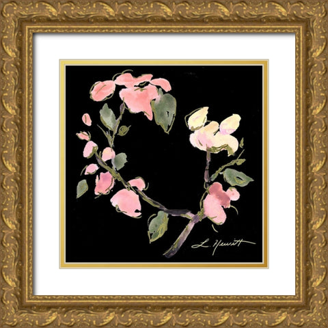 Dark Evening Floral I Gold Ornate Wood Framed Art Print with Double Matting by Hewitt, L.